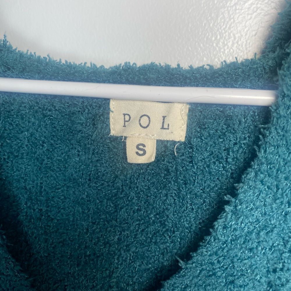 POL Deep Teal V-Neck Hooded Sweater - Picture 2 of 3